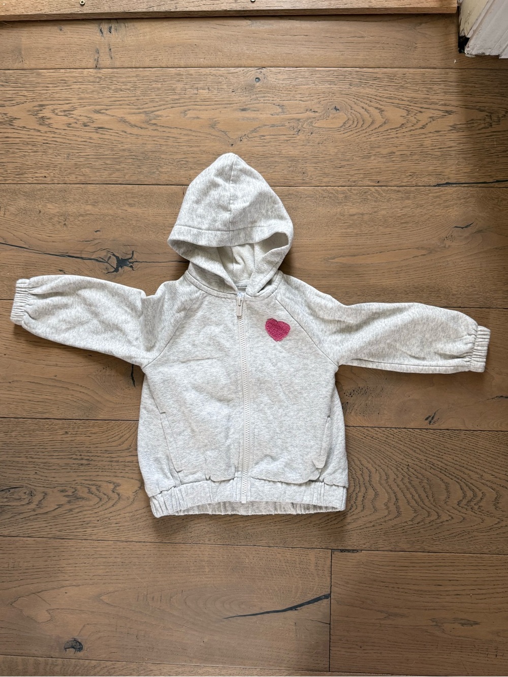 Old Navy Toddler Girls Heart Zip-Up Hoodie 2T Gray Fleece